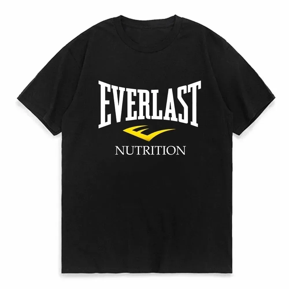 Boxing EVERLAST Men Loose Casual Short Sleeves T-shirt Men's Women's O-Neck T Shirt Cotton Tee Fitness Sports Tops Streetwear