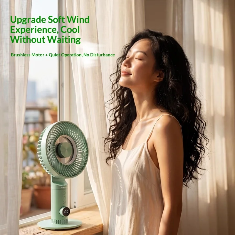 TEMPFRE Lime Desktop Small Fan 199 Th Gear Arbitrary Speed Regulation Desktop Fan Shock Absorption Noise Reduction Design Gifts