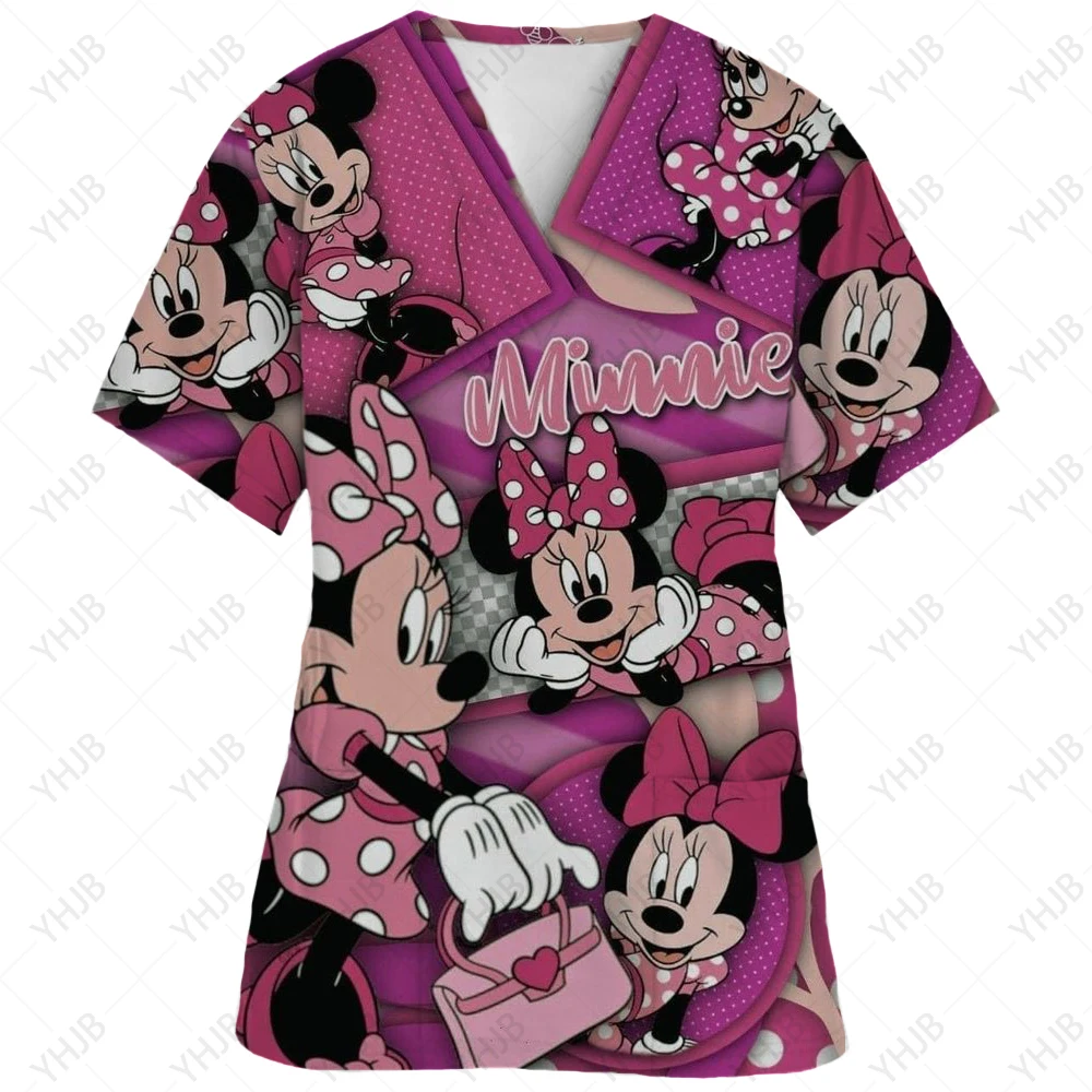 Nurse and surgeon isolation suits, nurse uniforms, short sleeved Christmas style Mickey Mouse skin management work clothes