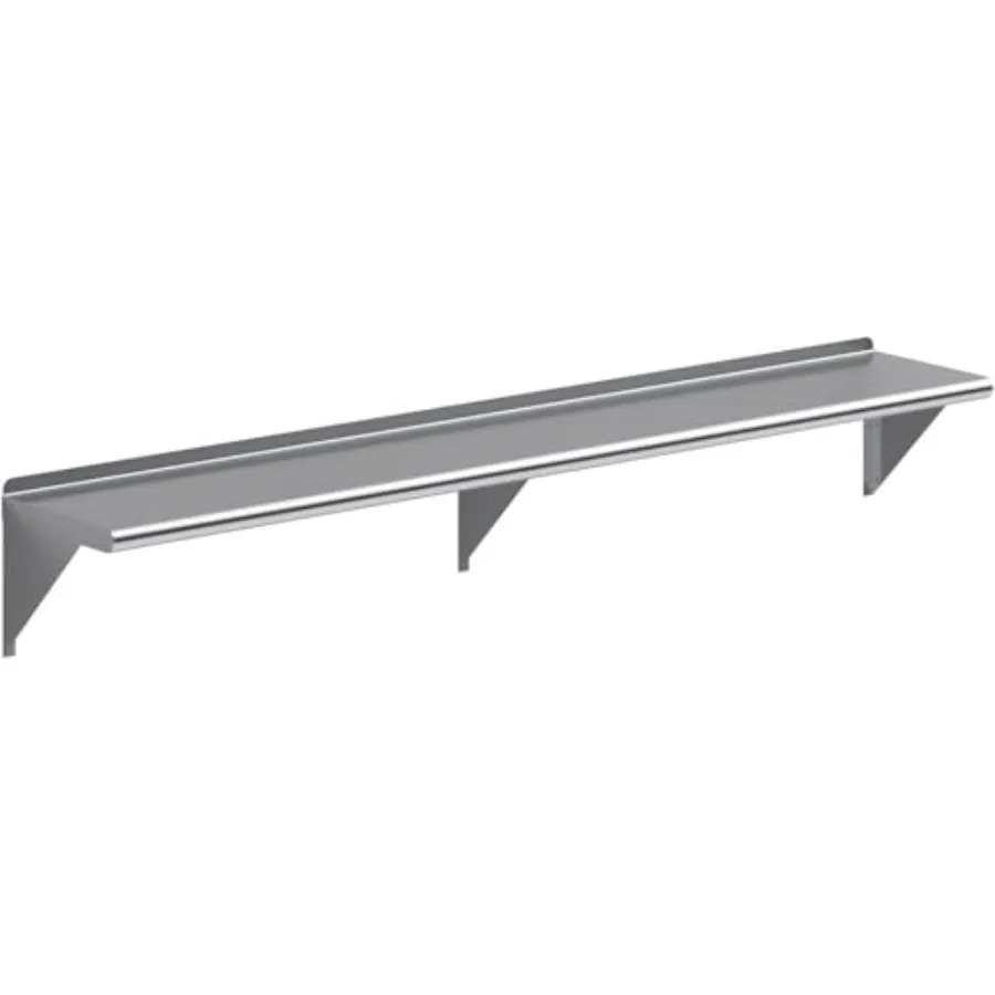 Heavy Duty Stainless Steel Wall Mount Shelf 12 x 72 - NSF Certified for Commercial Kitchen Use, Silver, Corrosion-Resistant Loa