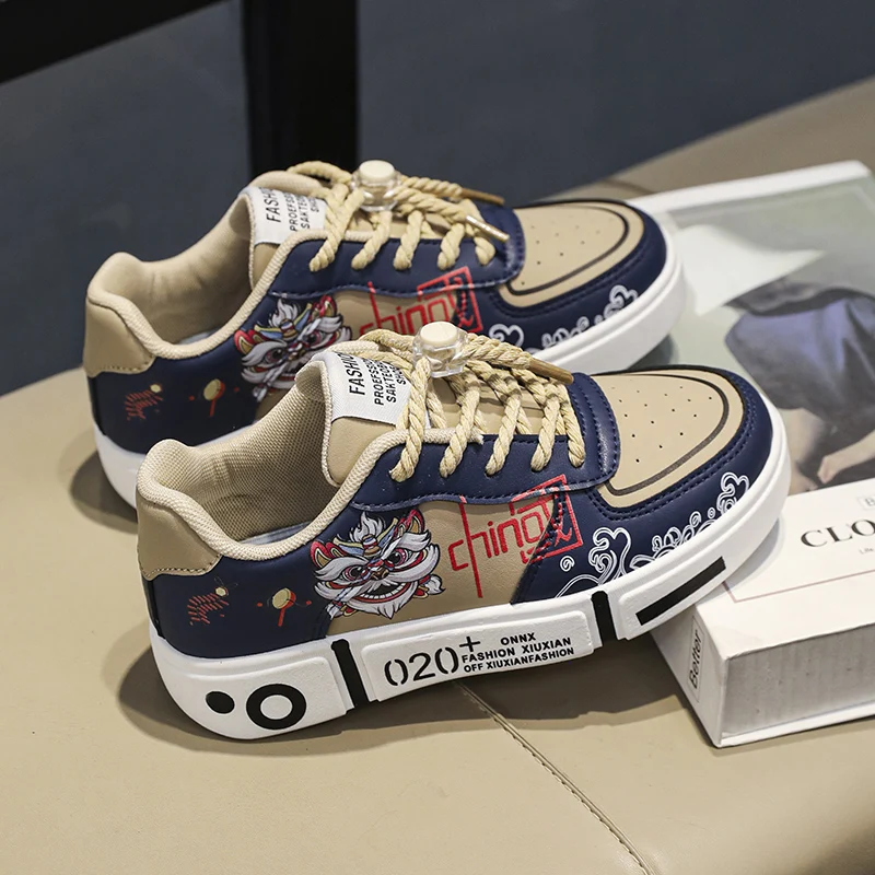 

Детские кроссовки на плоской подошве, удобная кожаная повседневная спортивная прогулочная обувь на шнуровке, модная оригинальная обувь для скейтбординга для детей