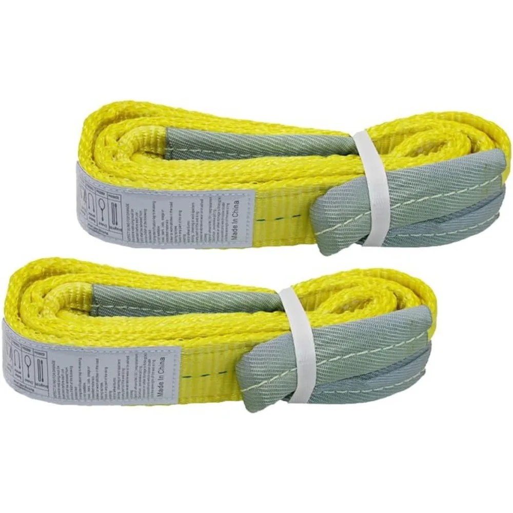 

2 Pack 2”x 6FT Lift Sling Straps, 2 Ply Polyester Rigging Straps, 6200LBS Load Capacity Flat Eye-Eye Web Sling for Hoist