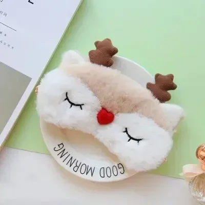 Sleep Eye Mask Cute Plush Eye Cover Kids Sleeping Mask Cartoon Travel Rest Eyes Shade Band Eyes Patch Blindfold Sleep Aid