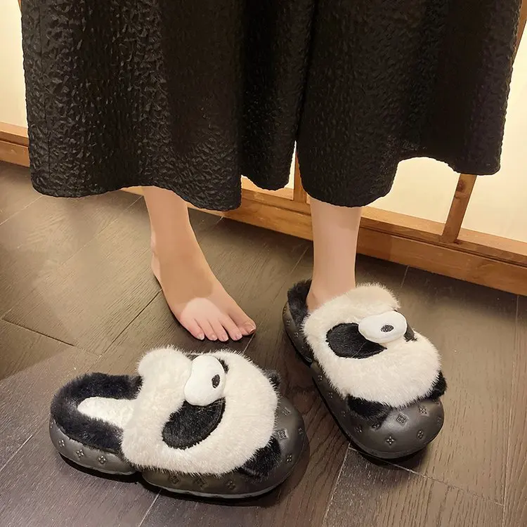 real pictures 2023 Winter Warm Slippers Boy and Girls Indoor Non-slip Cotton Shoes Animal Cartoon Slides Cotton Slippers