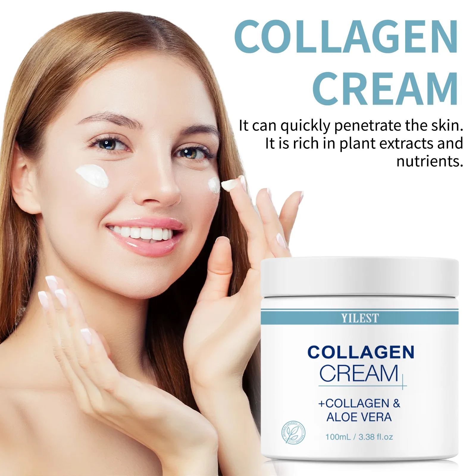 

YILEST Collagen & Moisturizing Cream - 100g, Hydrating Face Cream for Smooth & Elastic Skin, Dry Skin Care Cream