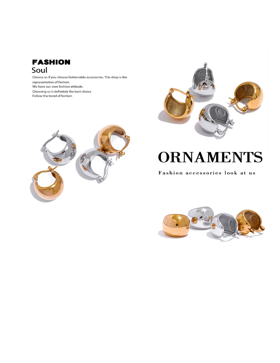 Yhpup Charm Edelstahl klobige geometrische ungewöhnliche Ohrringe personalisierte Metall rostfrei 18K Gold Farbe Schmuck Bijoux Femme – Detail 6