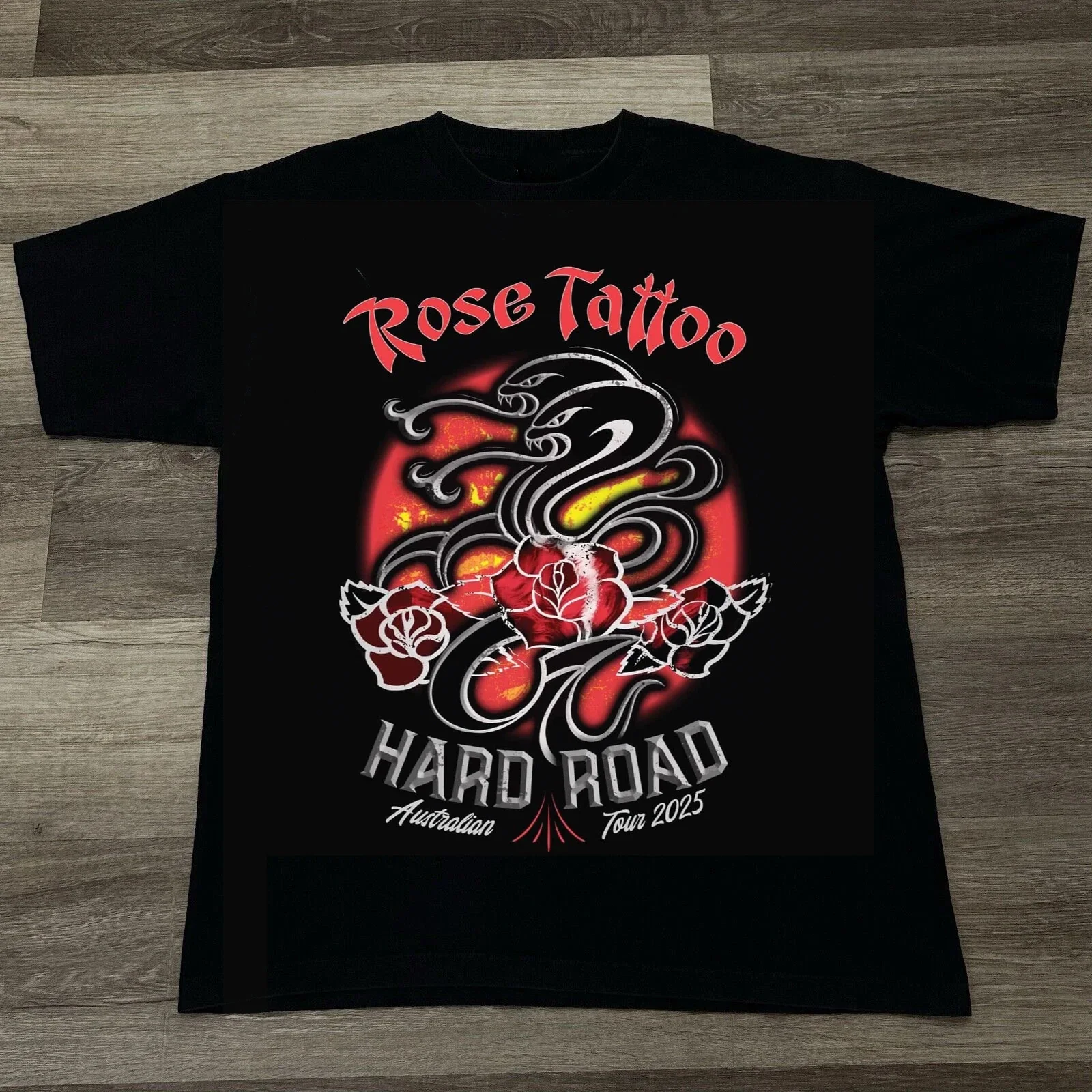 

Rose Tattoo Tour 2025 ЧЕРНАЯ футболка унисекс, хлопковые летние хлопковые мужские и женские топы, футболка с короткими рукавами, уличная одежда, свободная повседневная модная одежда
