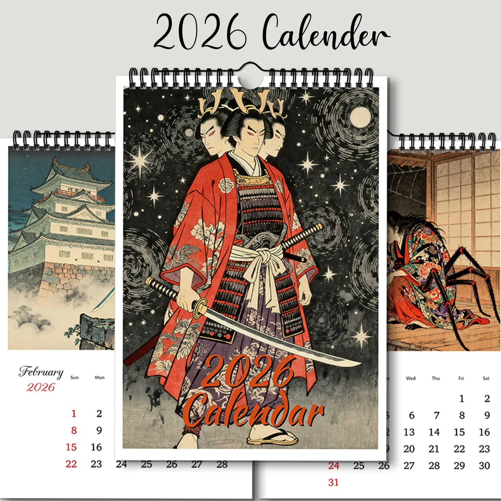 قطعة واحدة من تقويم الجيشا الفني على طراز Ukiyo-e التقليدي، مناسبة لتزيين غرفة الدراسة، مثالية لمحبي الفن الياباني #4