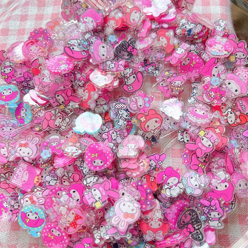 4cm Sanrio Hello Kitty Kuromi Melody PP Clip Acrylic Patch Acrylic Handmade DIY Pendant Patch Phone Shell Keychain Material