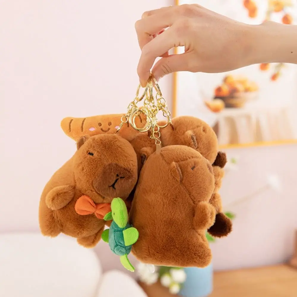 Lovely Stretchable Capybara Keychain With turtle Cartoon Couple Keychains Animal Kawaii Capybara Doll Hanging Accessory