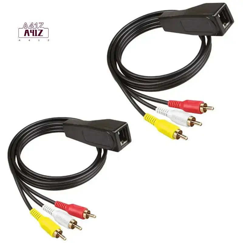 A41Z-RJ45 Female To 3RCA Rj45 To 3 Lotus Flower With Extender And Network Cable To Extend 305 Meters Of Audio & Video Cable