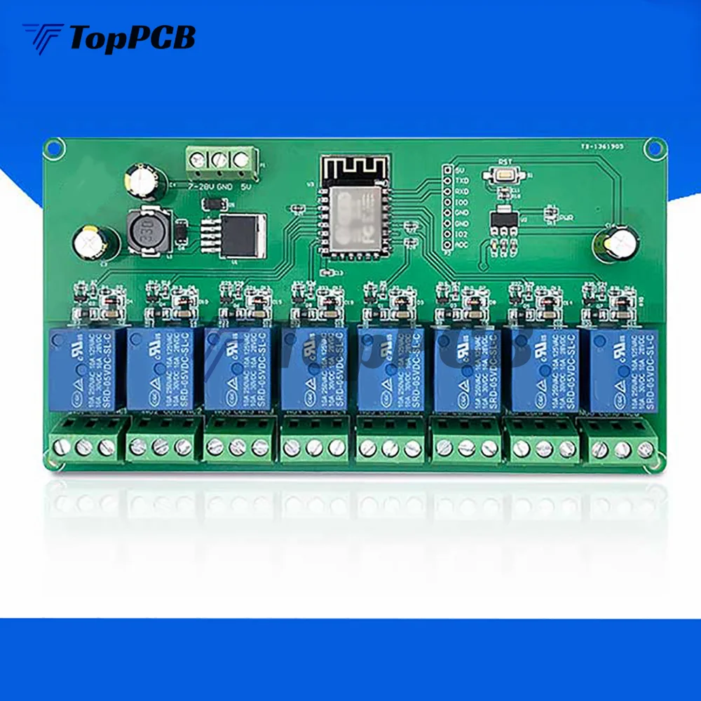 ESP8266 WIFI 8 Channel Relay Module ESP-12F Development Board Power Supply DC 5V/7-28V