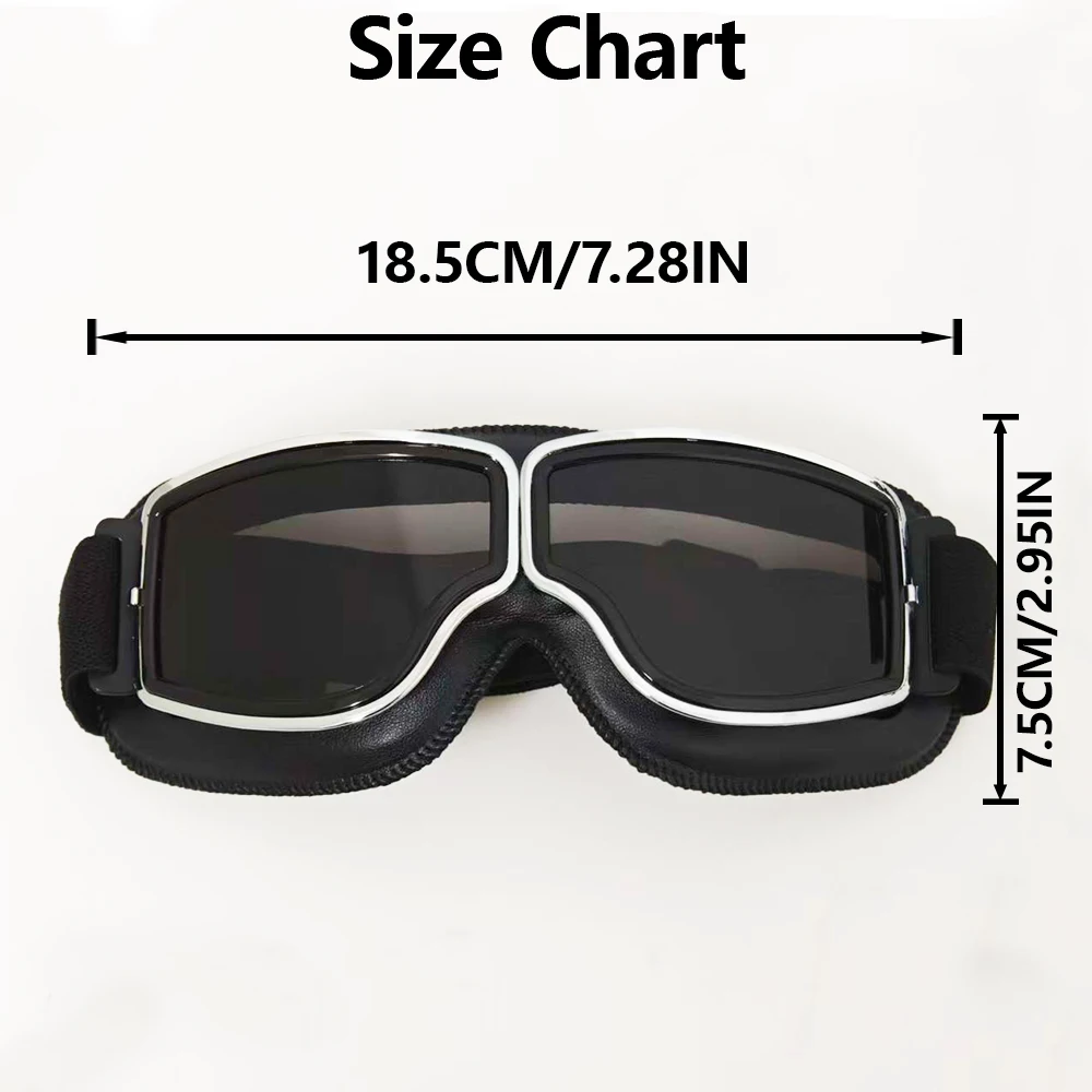 Classic Retro Leather Sport Goggles All Terrain Protective Eyewear for Dirt Bike Skiing Long Distance Motorbike Ride