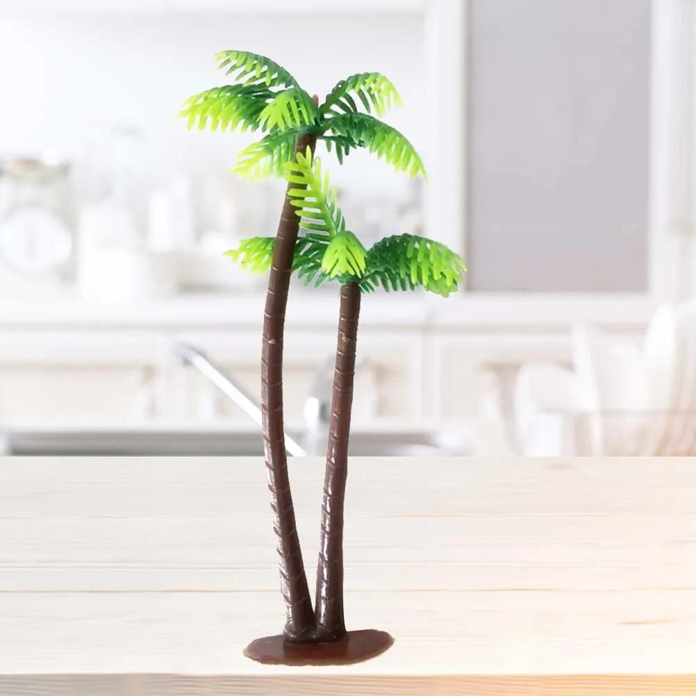 

48pcs Mini Coconut Tree For Micro Landscape Diy Bonsai Decor Plastic Palm Tree Realistic Waterproof Small Garden Terrarium