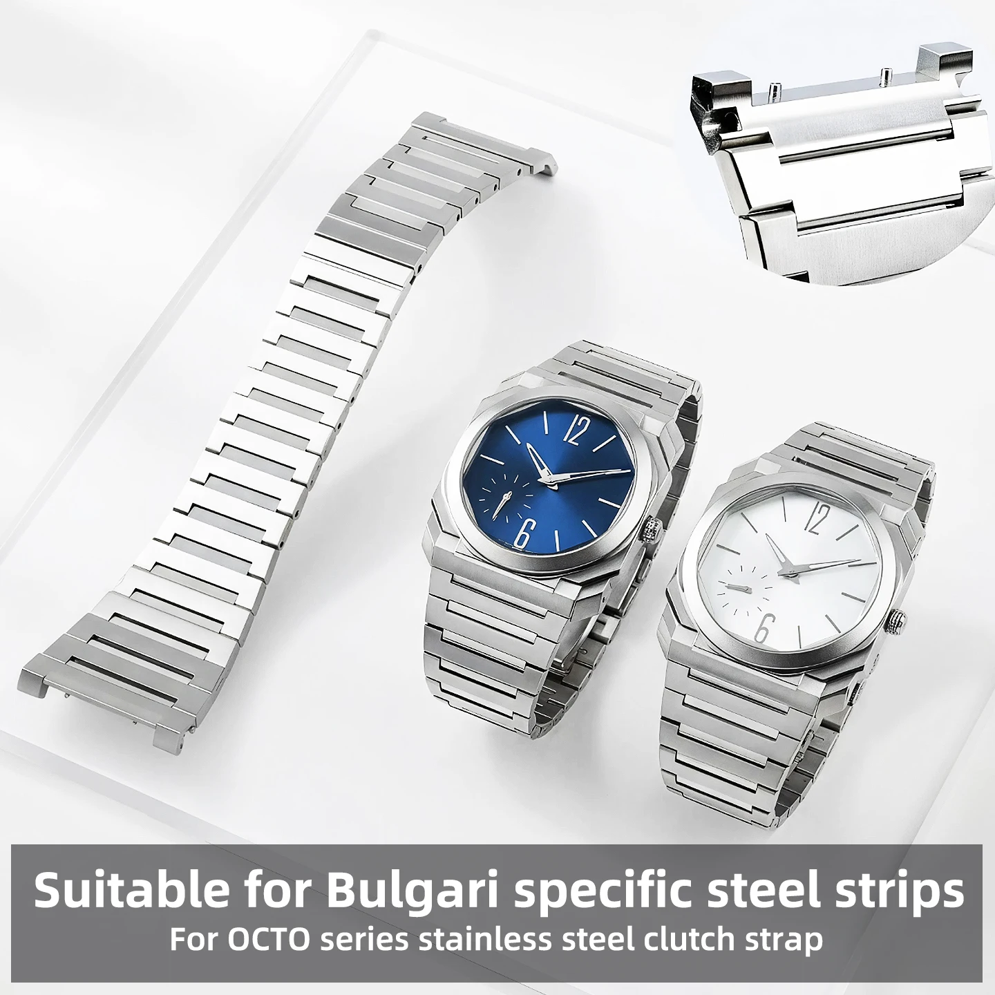 

High quality solid stainless steel watch strap for Bvlgari OCTO series 102711 103464 103431 3739 steel strap bracelet 30MM