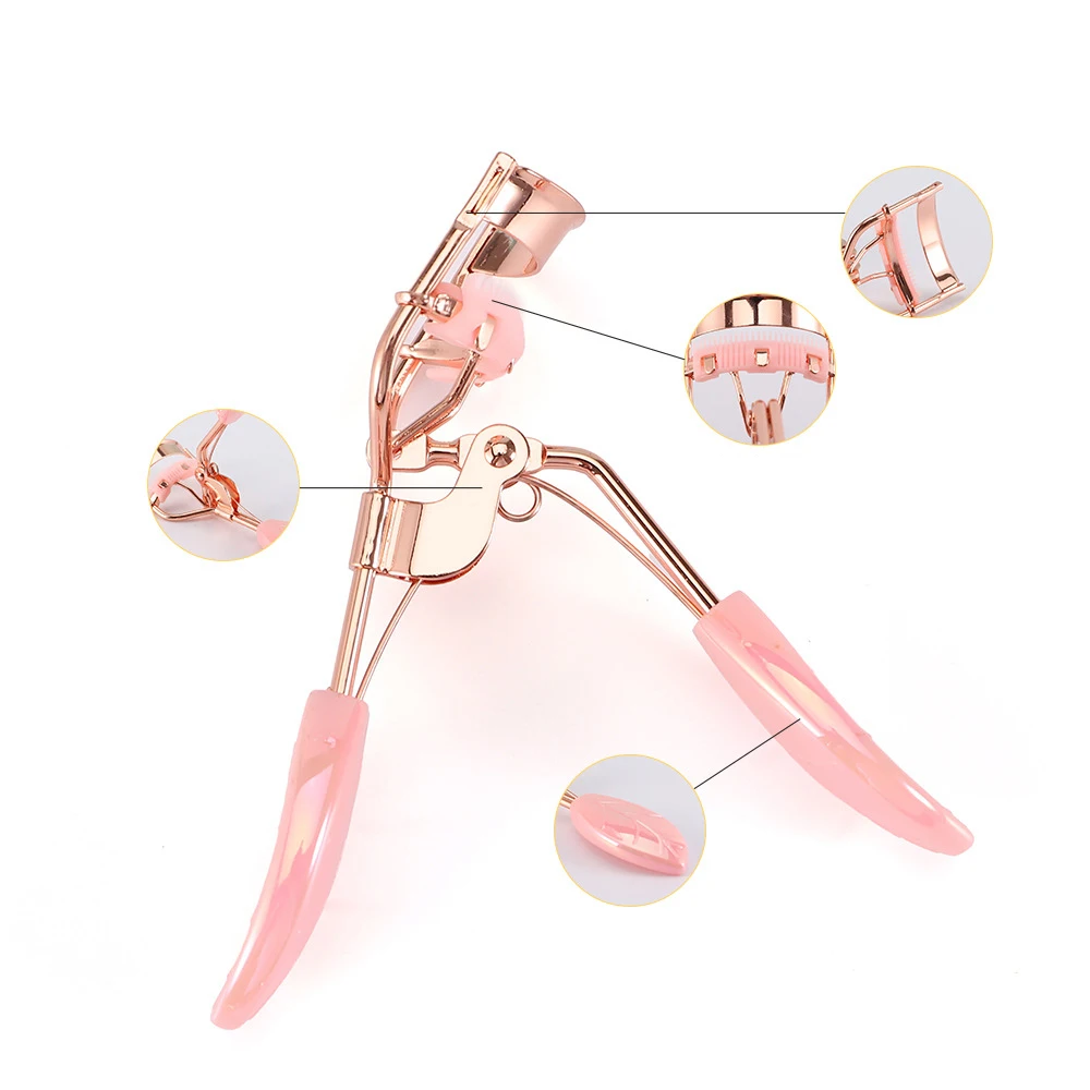 Modelador de cílios de aço inoxidável com almofada de silicone macio portátil folhas lidar com clipe de cílios postiços dourados ferramentas de maquiagem fixa