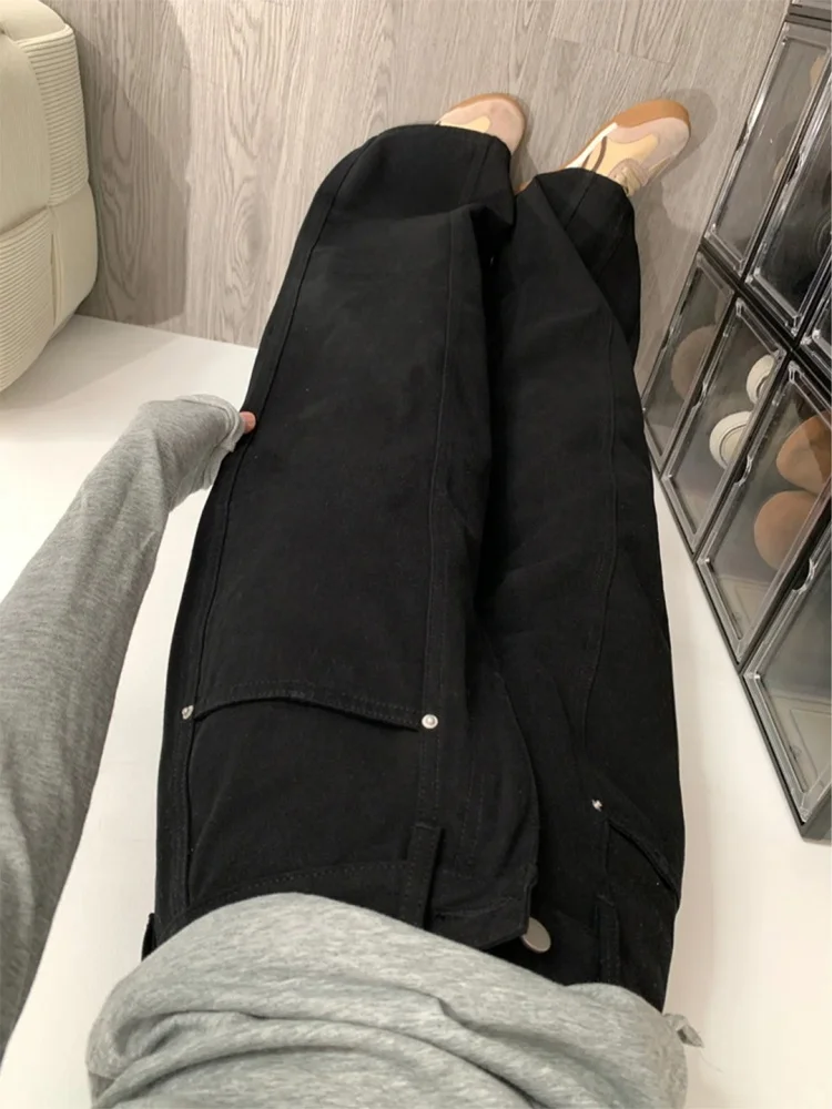 

High Waist Loose Fit Straight Leg American Sle Denim Jeans Women's Spring New plus Size Floor Length Pants Slimming Effect