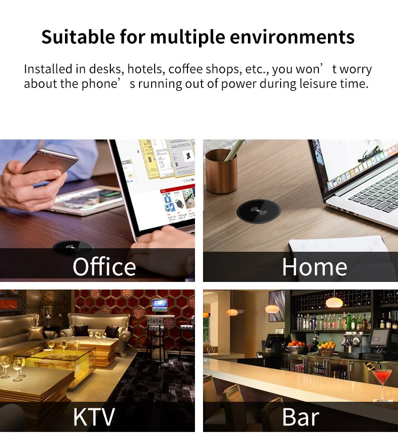 Quick Wireless Desktop Embedded Charger For iPhone 17 16 15 14 13 12 Samsung Huawei Xiaomi Oppo Phone Fast Inductive Charging