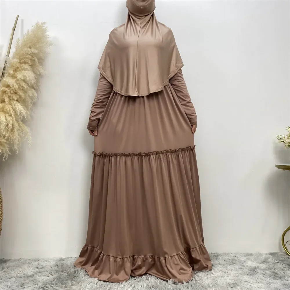 

Prayer Garment Jilbab Abaya Hooded Muslim Women Hijab Dress Long Simple Elegant Ramadan Gown Abayas Skirt Sets Islamic Clothes