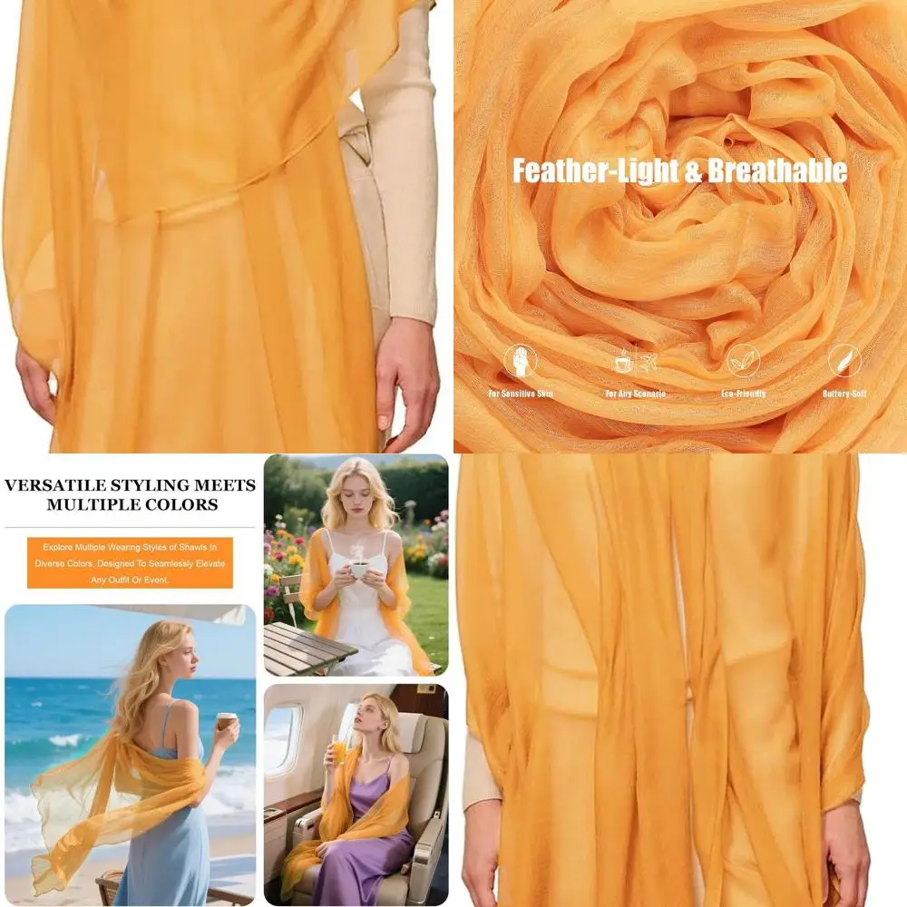 

Women's 100% Cashmere Lightweight Pashmina Shawl, 91x40, Versatile Wrap for Every Season Travel