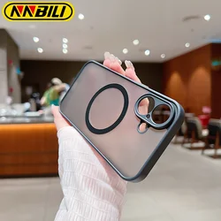 Luxury Matte Magnetic For Magsafe Wireless Charge Case For iPhone 16 15 14 13 11 12 Pro Max Plus XS Max XR X Armor Cover funda