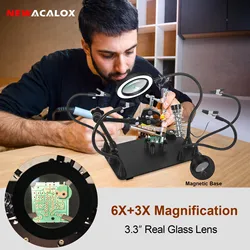NEWACALOX Magnetic Helping Hands Soldering Third Hand PCB Circuit Board Holder 360 Hot Air Gun Holder for Soldering Station