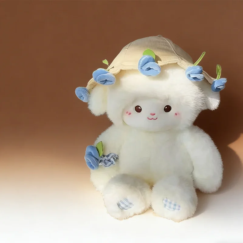 

Плюшевая подушка-игрушка в виде милого мультяшного ягненка с розой, 30 см, кавайная модная игрушка, украшение для рабочего стола, подарки на День святого Валентина