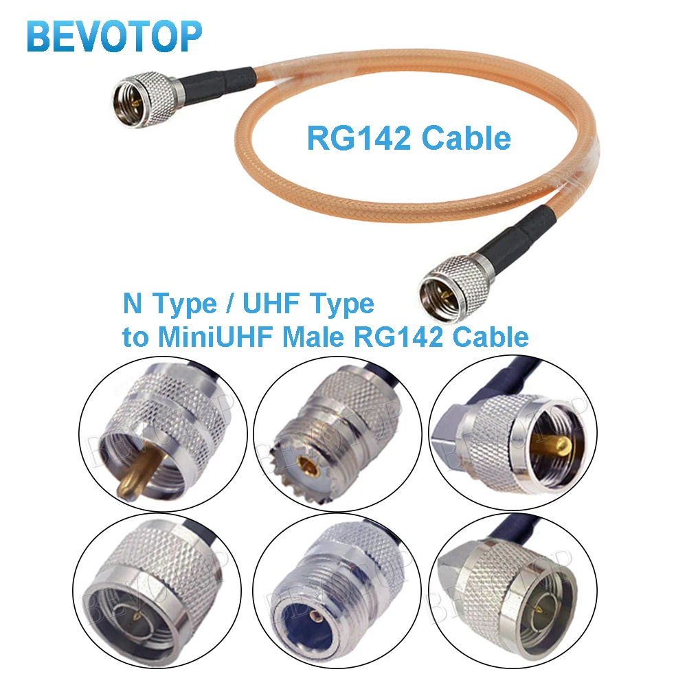 Mini UHF Male to N Male 90° Connector RG142 50-3 Coax Cable High Temperature Resistive WIFI Router Antenna Extension Jumper
