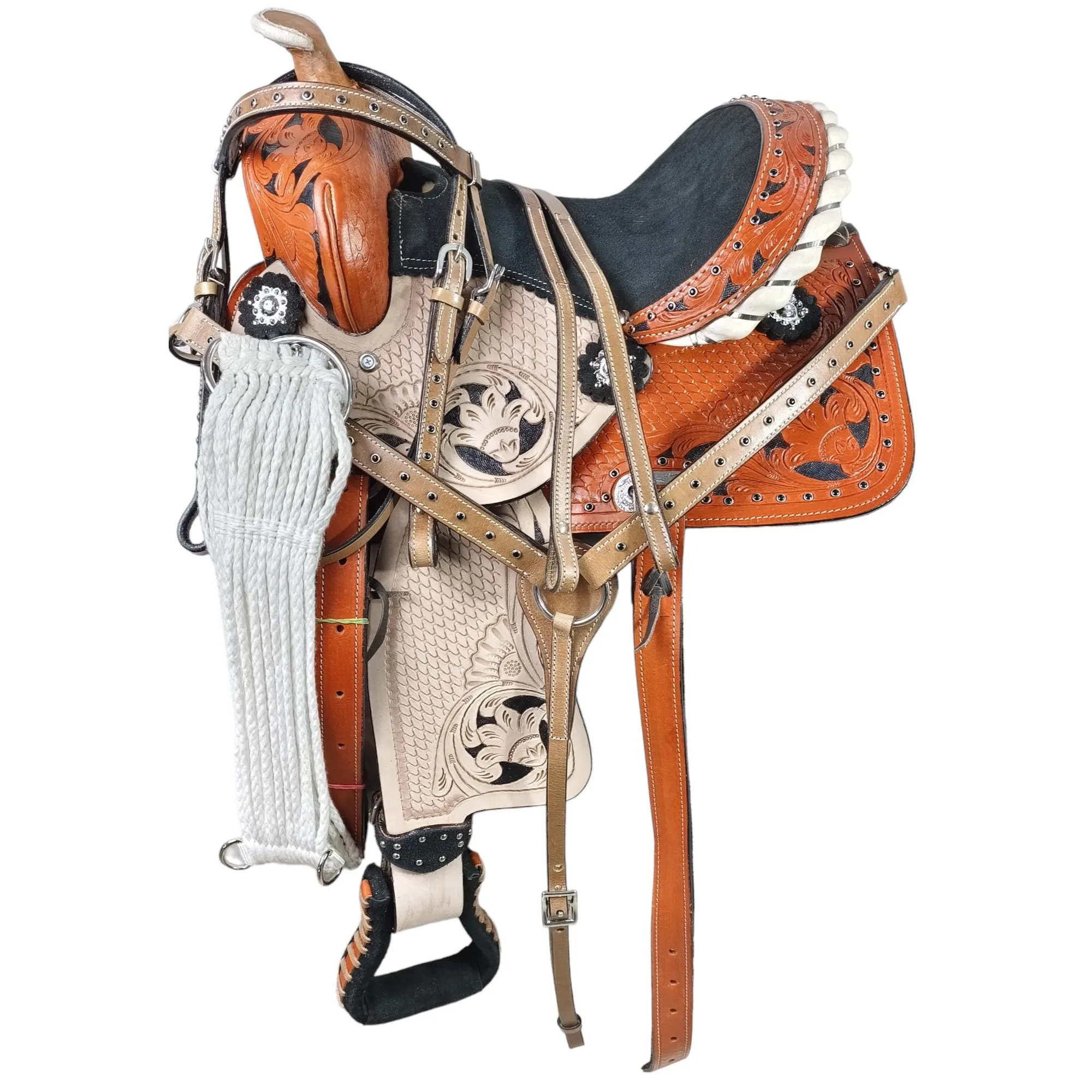 Handmade Premium Quality Leather Western Barrel Racing Horse Saddle Trail Custom Size Design Color With All Accessories Included