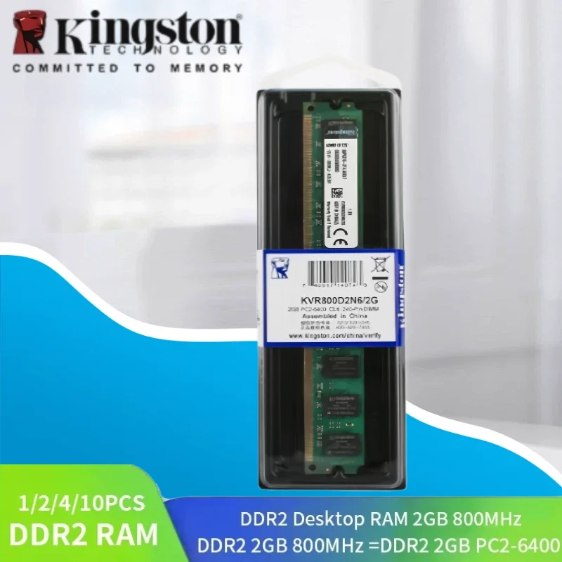 Memoria RAM DDR2 para computadora de escritorio Kingston, 2 GB, 800 MHz, modelo de memoria para computadora de escritorio PC2-6400, 1/2/4/10 unidades