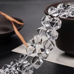 11mm-15mm Natural White Rock Quartz Beads Freeform Faceted Crystal For Jewelry Making Beads 30cm Needlework Crystal DIY Beads