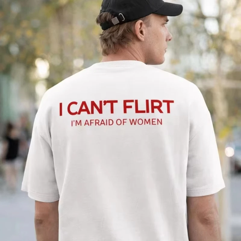 Image of 2026 Lustiges Introvertierer-T-Shirt „Ich kann nicht flirten, ich habe Angst vor Frauen“ – sozial unbeholfen, lustiger Dating-Humor, T-Shirt für Männer und Frauen, Kurzarm
