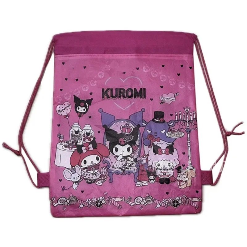 Sanrio Kuromi borsa con coulisse in tessuto Non tessuto borsa per Snack zaino per bambini bomboniere borse per la scuola forniture per feste regalo