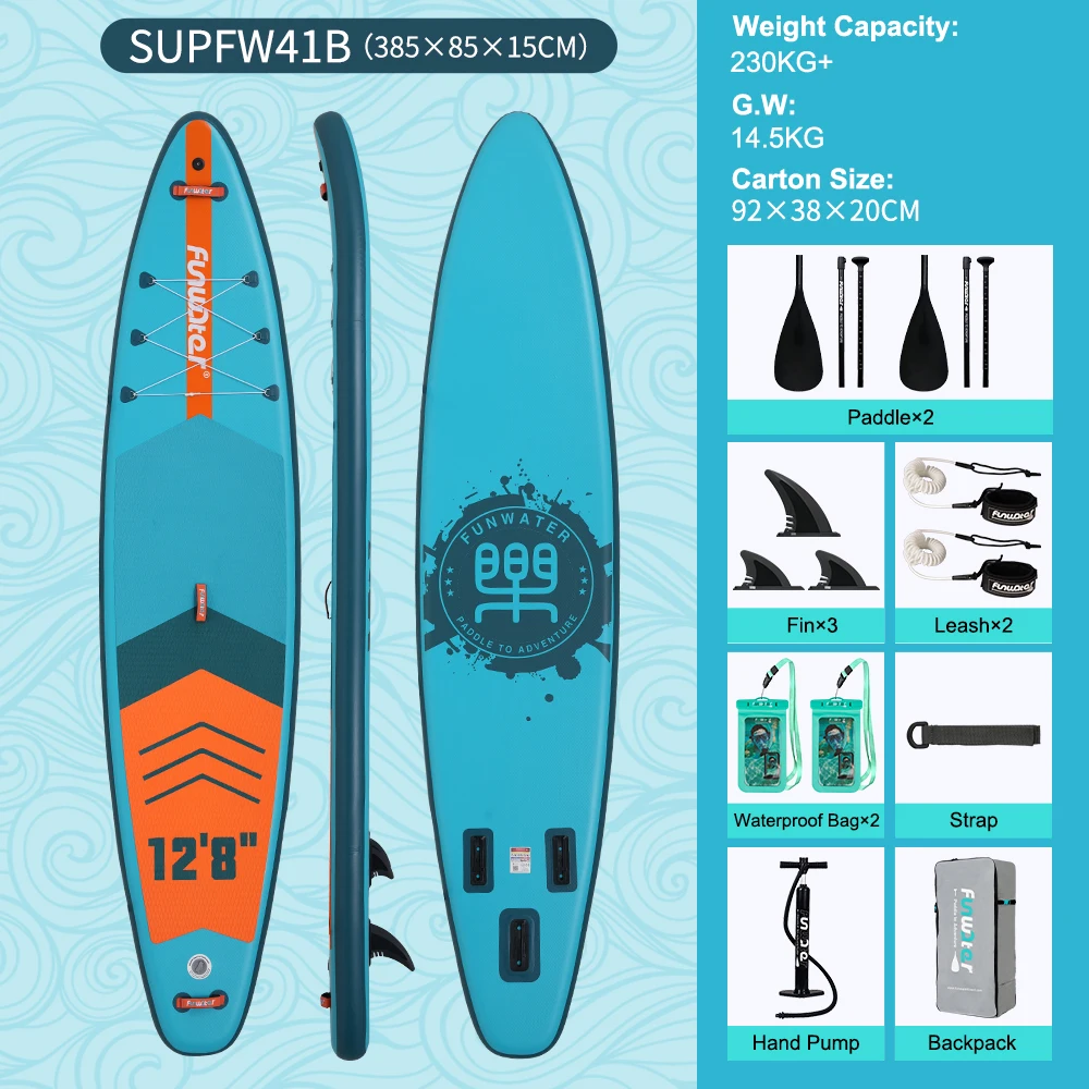FunWater Sup Board Inflatable Surfboard Stand Up Paddling Board Complete Inflatable Sup Paddle Board Accessories 385*85*15CM