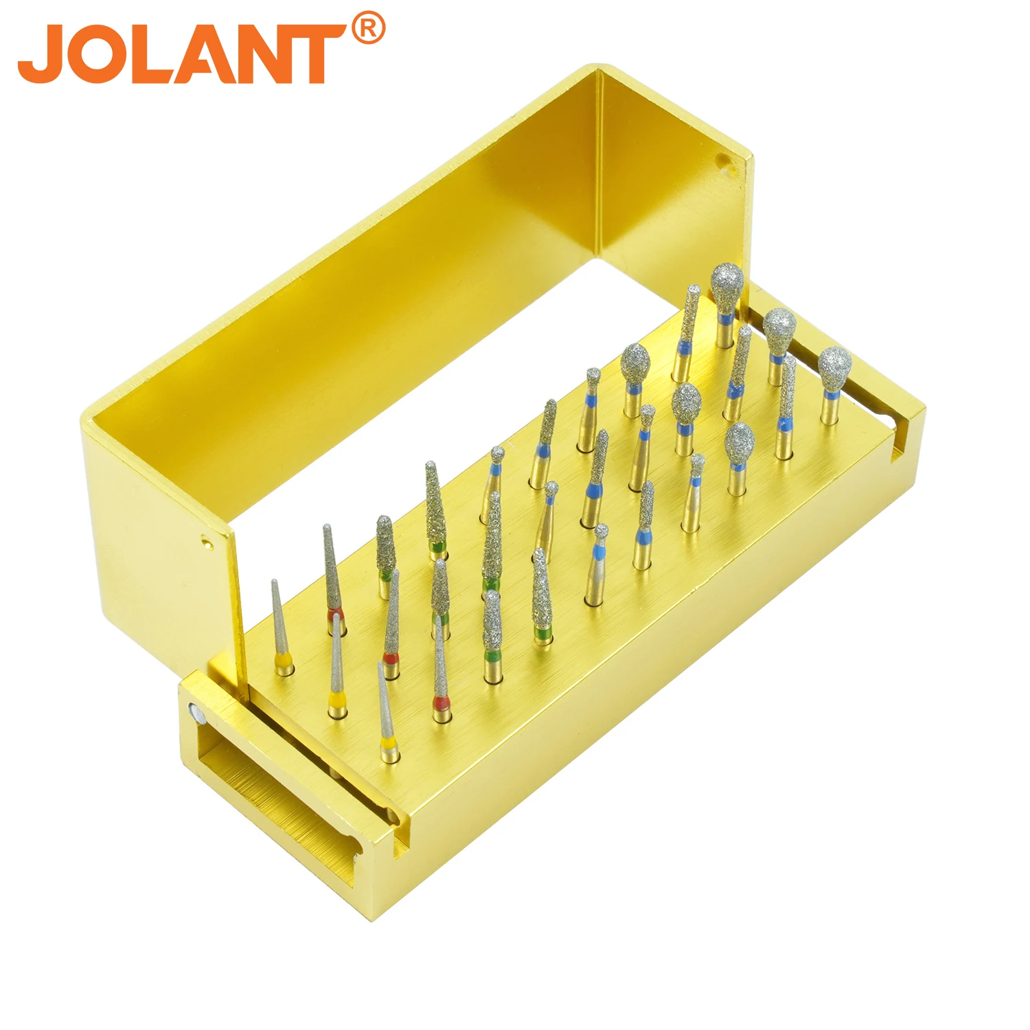 

30pcs/Set JOLANT Dental Diamond Burs Drill Disinfection With Block High Speed Handpiece Holder Alumimum Instrument Dentist Tools