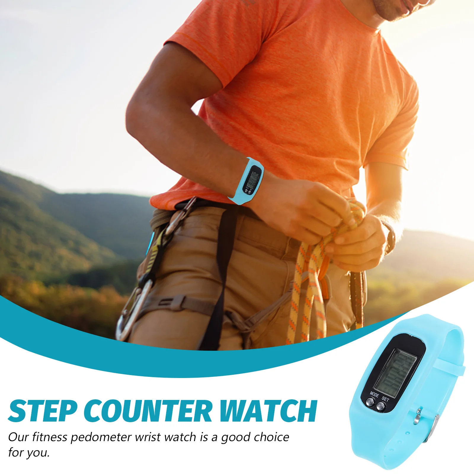 歩数計ウォッチステップカウンターリストバンドシリカゲルブルーフィットネストラッカーウォーキングランニング用多機能ポケットウォッチ