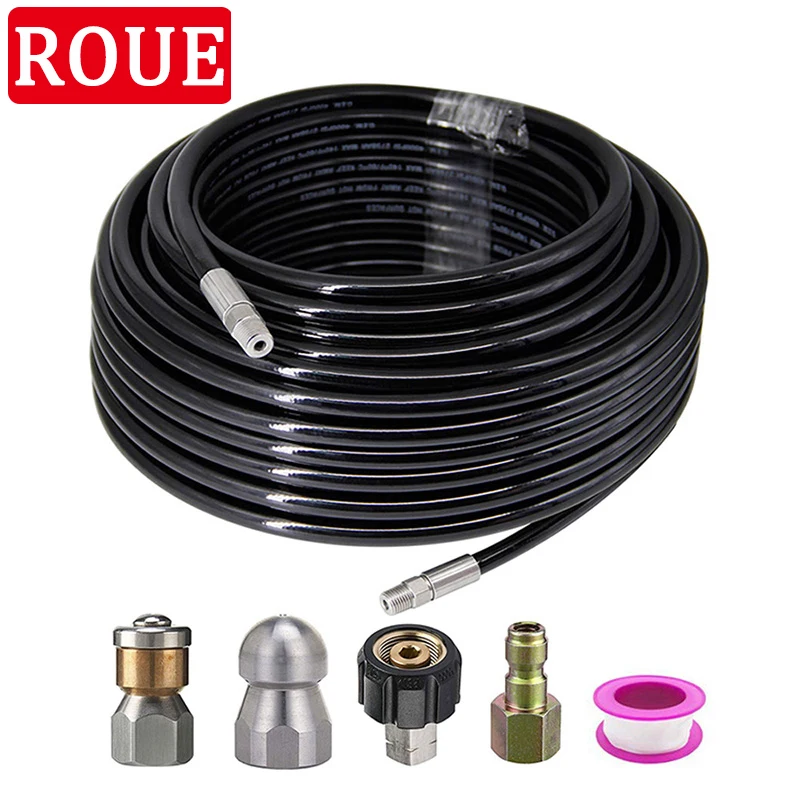 High-Pressure Car Washer Cleanning Outlet Rubber Hose Copper Internal Thread Accessories Rotating Nozzle Sewer Cleaning Pipe