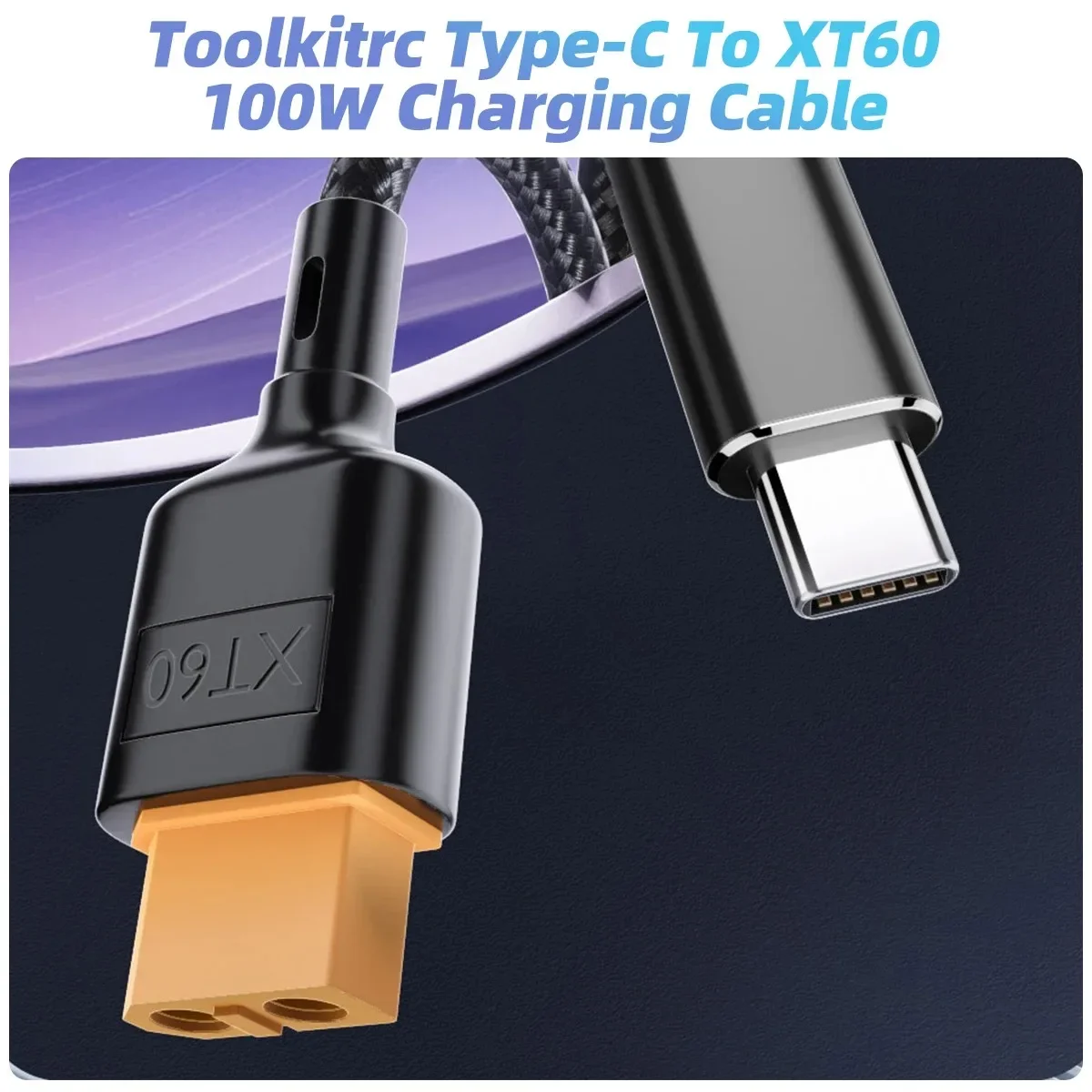 

0.5M 1M USB C PD Charger Cable Type-C to XT60 100W 20V/5A Charging Braided Cord for Toolkitrc Model Energy Storage Outdoor Power