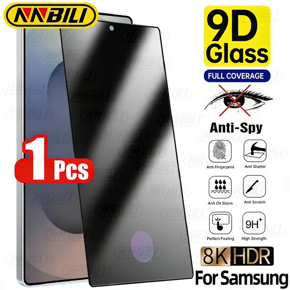 NNBILI 1Pcs Privacy Tempered Glass for Samsung Galaxy S26 Ultra S24 S25+ Fingerprint Unlocking Anti-spy Screen Protector Glass ﻿