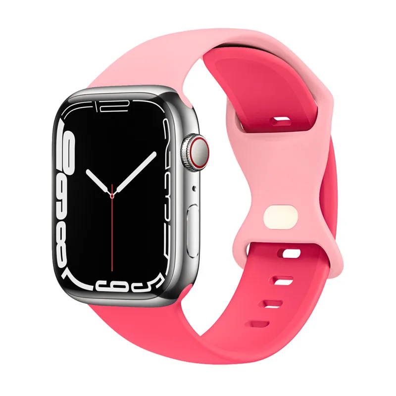 애플 워치 밴드용 소프트 실리콘 스트랩, 스포츠 고무 루프, 버터플라이 버클, 아이워치 49 울트라 5 4 3 2 38/42, 9, 8, 7, 6SE, 41mm, 45mm