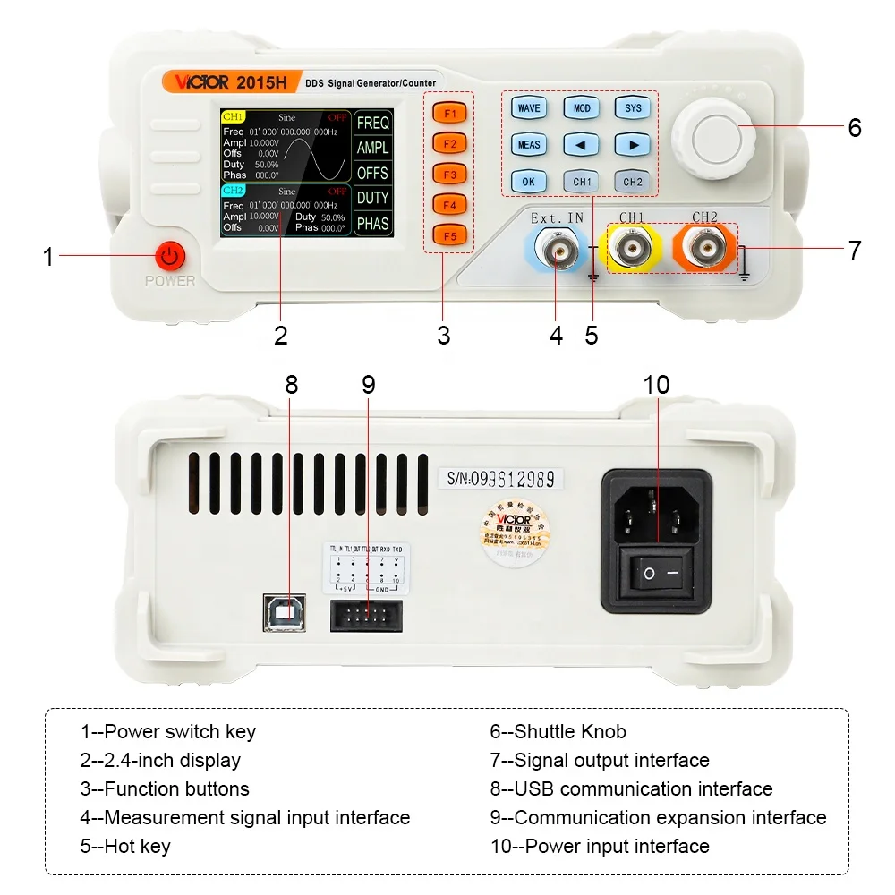 VICTOR 2015H 2040H 2060H New version Signal Generator 20HMz 40MHz 60MHz Dual Channel Arbitrary wave generator