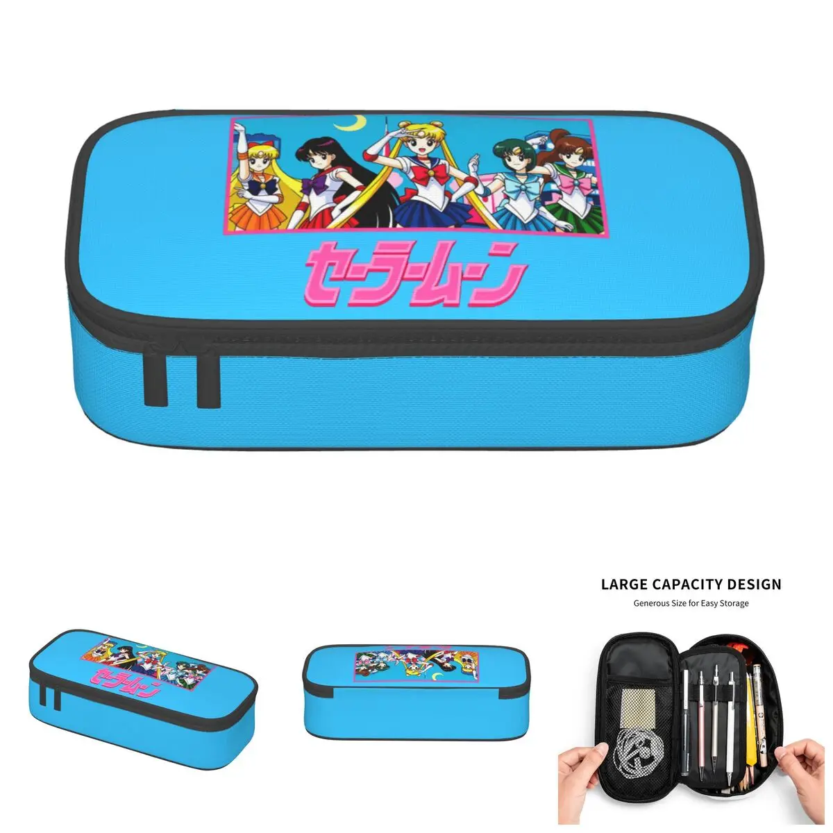 

Korean Anime Sailor Moon Pencil Cases for Boys Girls Cartoon Girl Large Capacity Pen Bag Box School Accessories