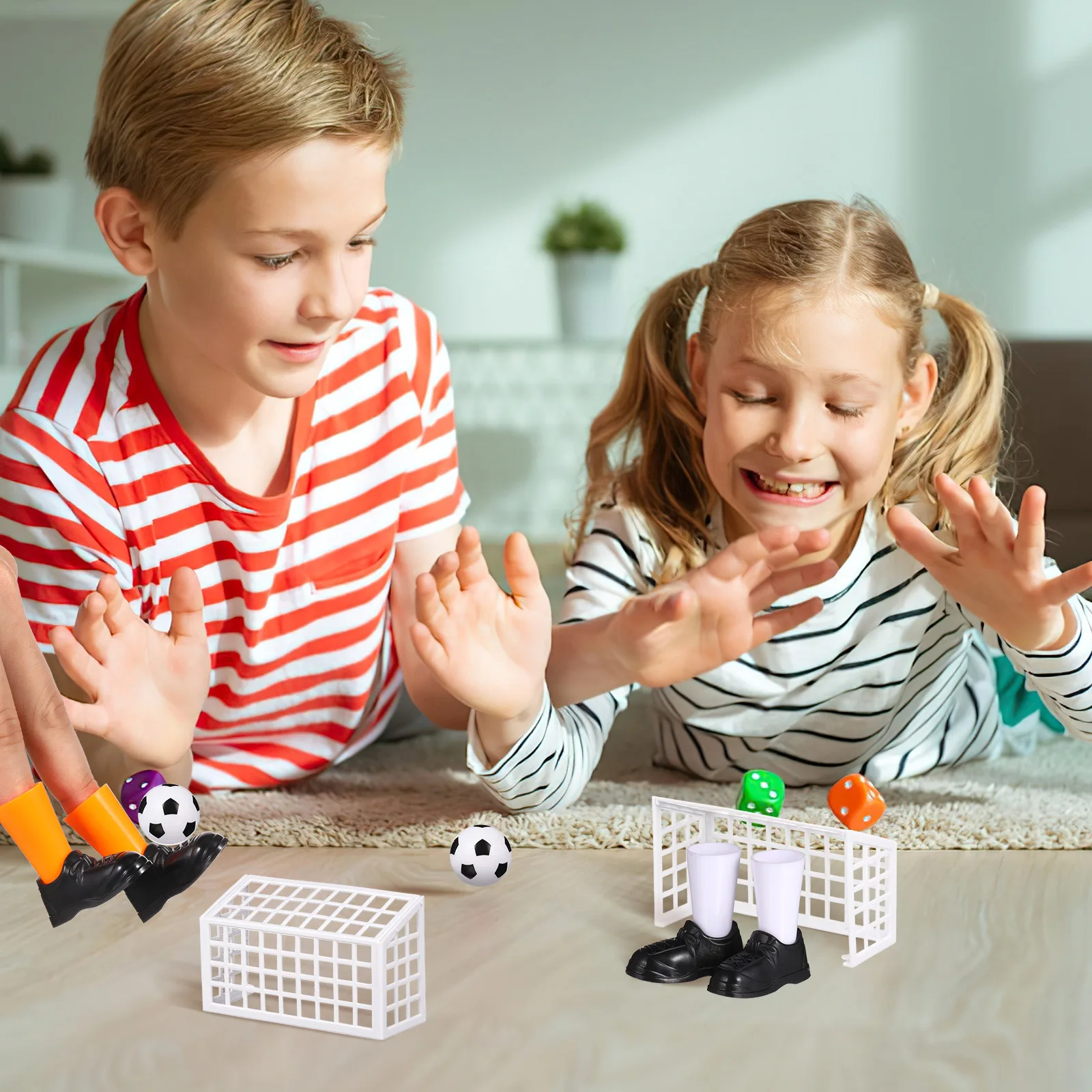 

2Set Mini Finger Soccer Game Interactive Table Football Match Set 4 Goals 2 Balls 4 Shoes Fans Club Fun Sand Table Model