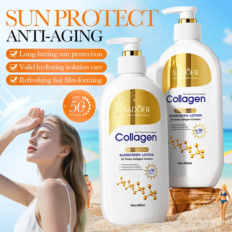 

Солнцезащитный лосьон SADOER с коллагеном против старения, высокая степень защиты от УФ-излучения, освежающий, нежирный