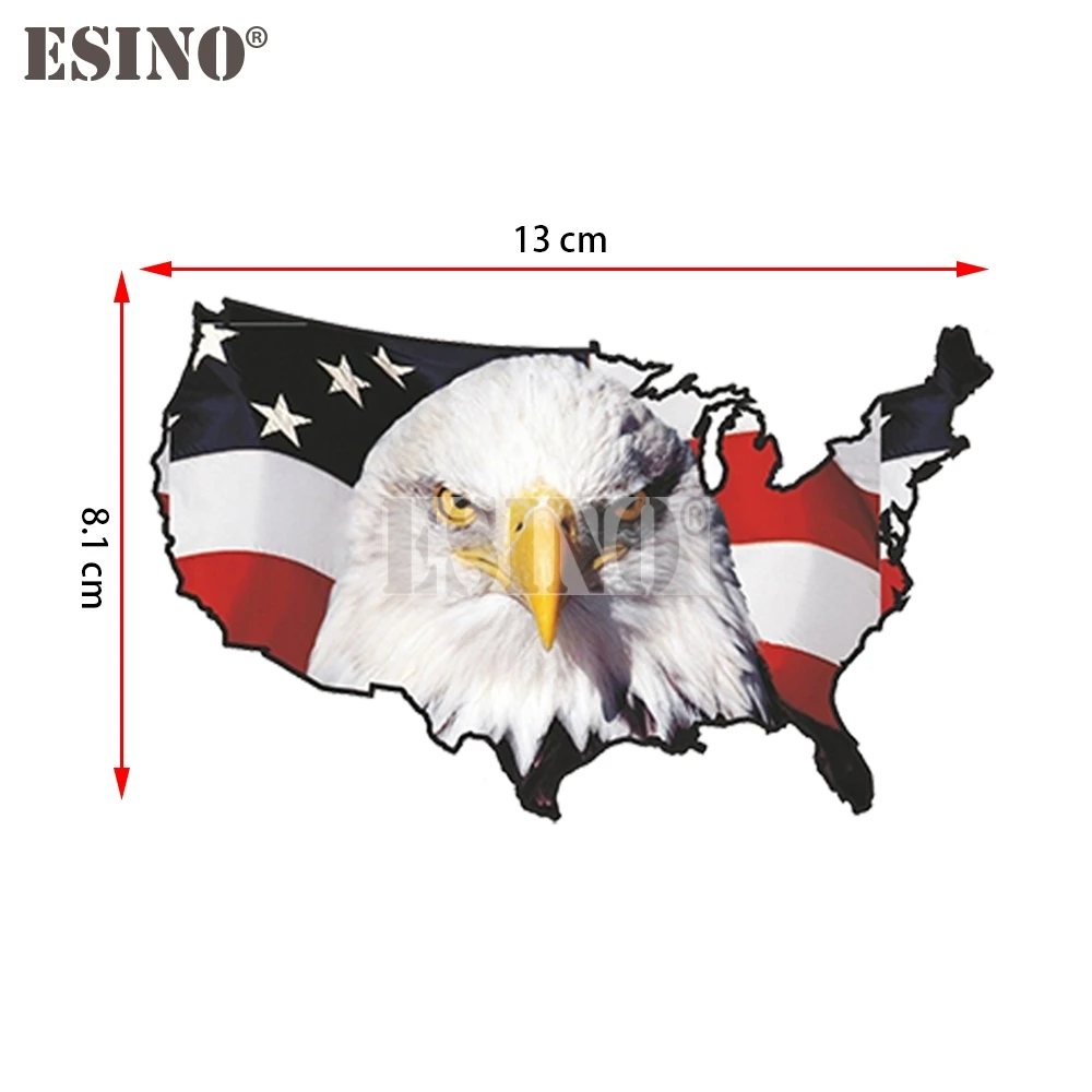 Car Creative US America Flag Map Flying Hawk Head Decal Cartoon PVC Waterproof Car Body Sticker Pattern Vinyl