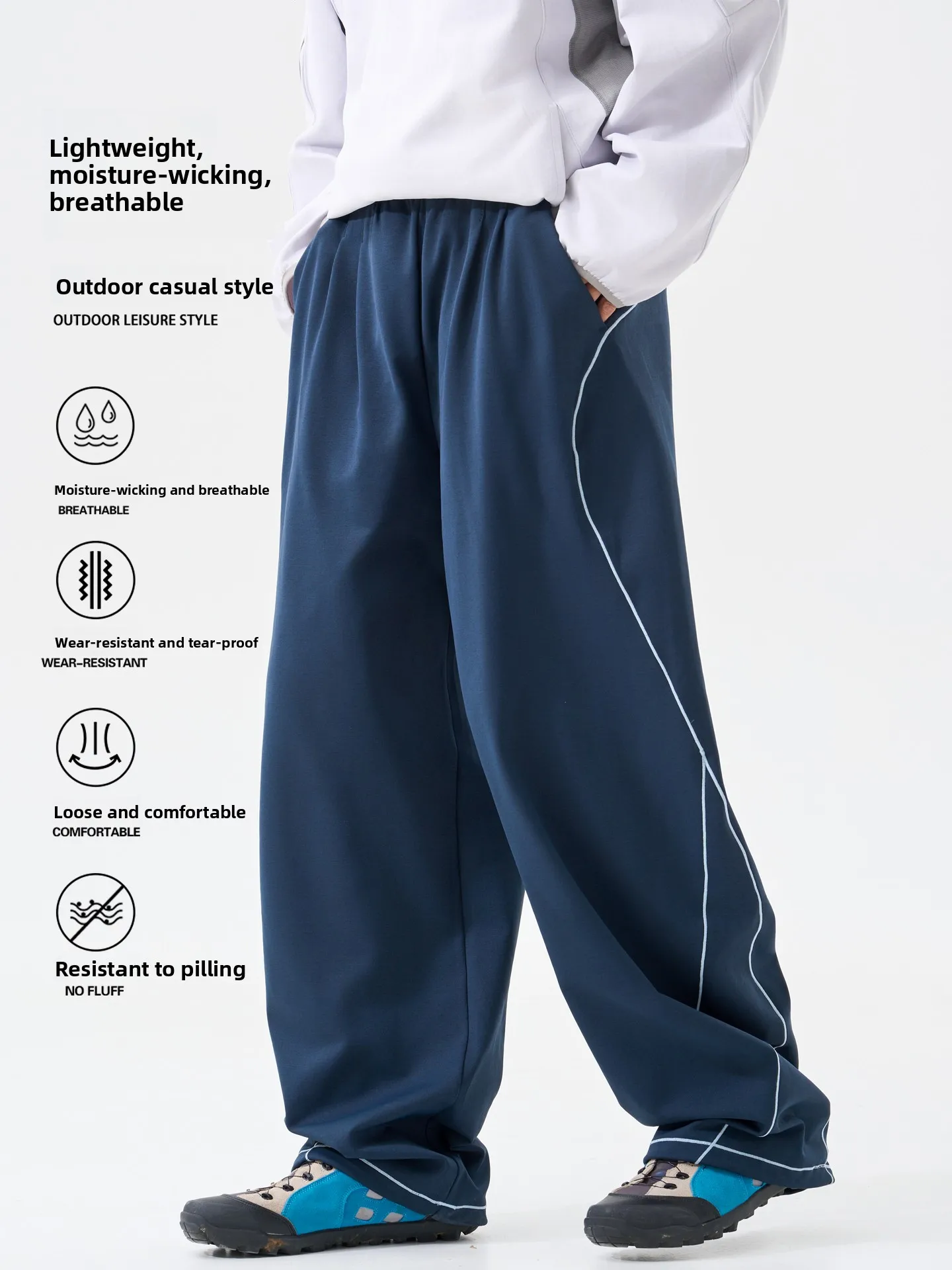 

American Style Outdoor Color Block Hassel Line Casual Knife Pants Loose Breathable Lightweight Sports Trousers for Men A...
