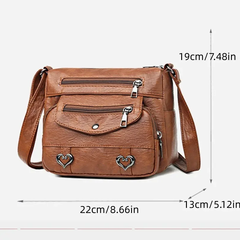 2024 PU Soft Leather CrossBorder New Simple Lightweight and Large Capacity Shoulder Messenger Bag Leisure Middle Aged Lady