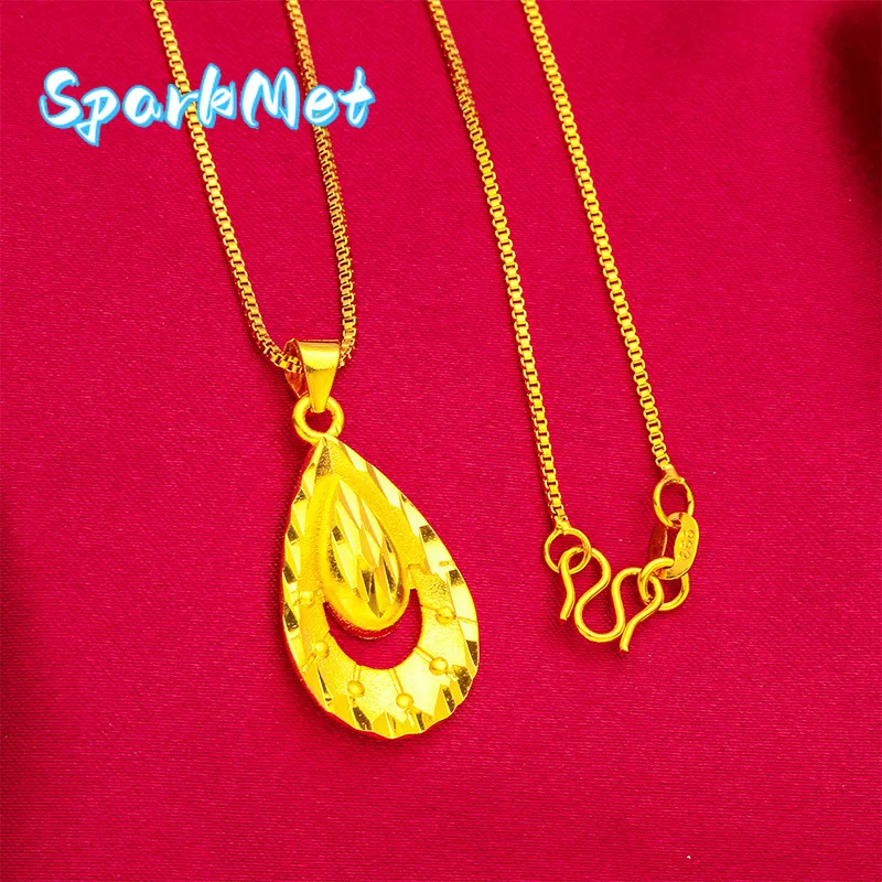 

SparkmetTeardrop Pendant for Women, 24K Gold, AU999 | Hollow teardrop with pearl tassel & rose gold plating, stunning for partie