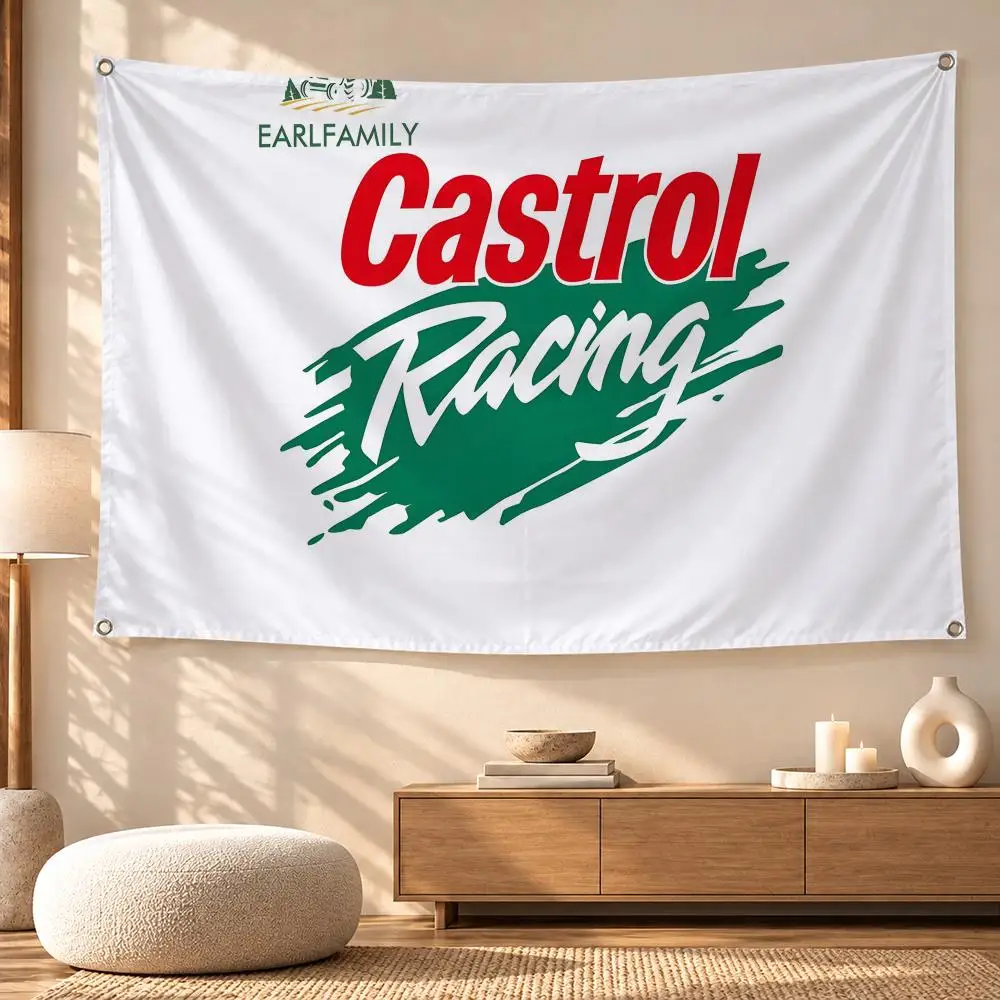 Castrol Racing Car Vintage Theme Flags Wall Hanging for Outdoor Camping, Family Celebrations & Garden Home Decor Gift