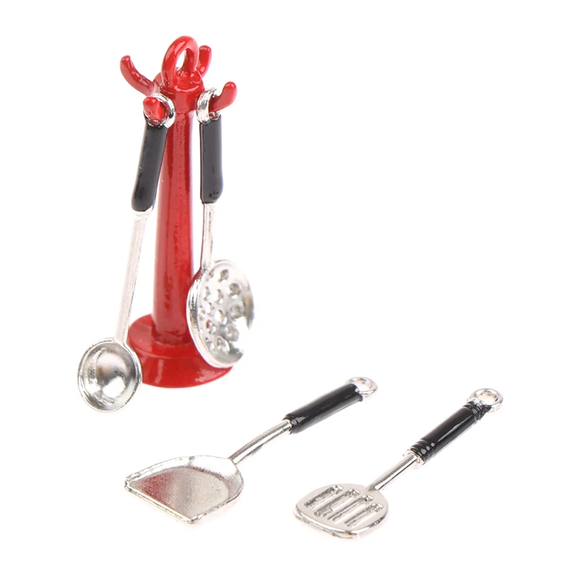1:12 casa de bonecas mini utensílios de cozinha vertical pendurado colher panela pá colher sopa gotejamento colher prateleiras kit cozinha móveis alimentos brinquedos